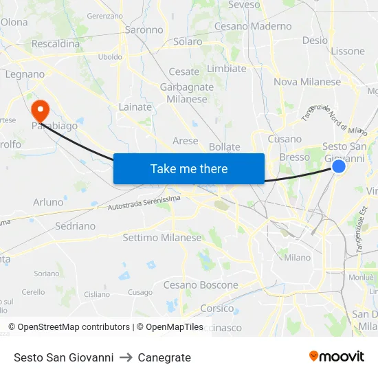 Sesto San Giovanni to Canegrate map