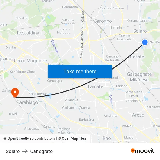 Solaro to Canegrate map