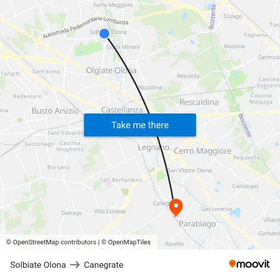 Solbiate Olona to Canegrate map