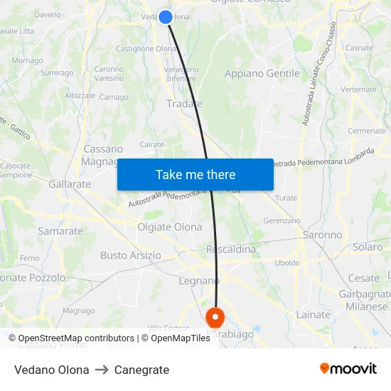 Vedano Olona to Canegrate map