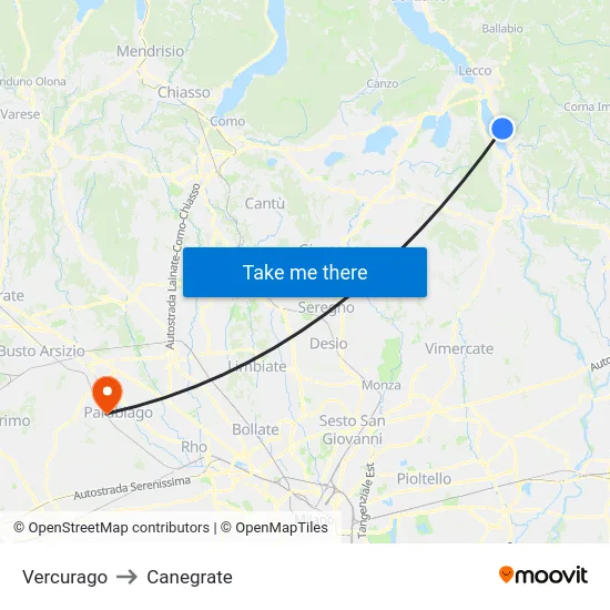 Vercurago to Canegrate map