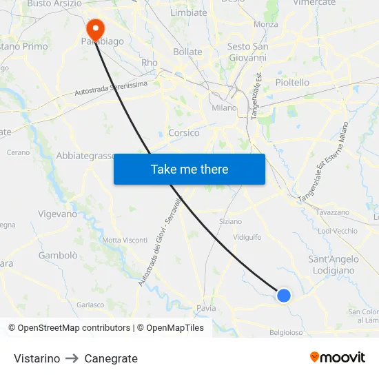 Vistarino to Canegrate map