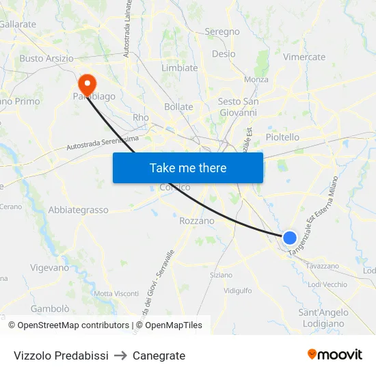 Vizzolo Predabissi to Canegrate map