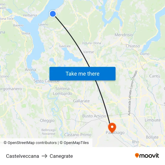 Castelveccana to Canegrate map