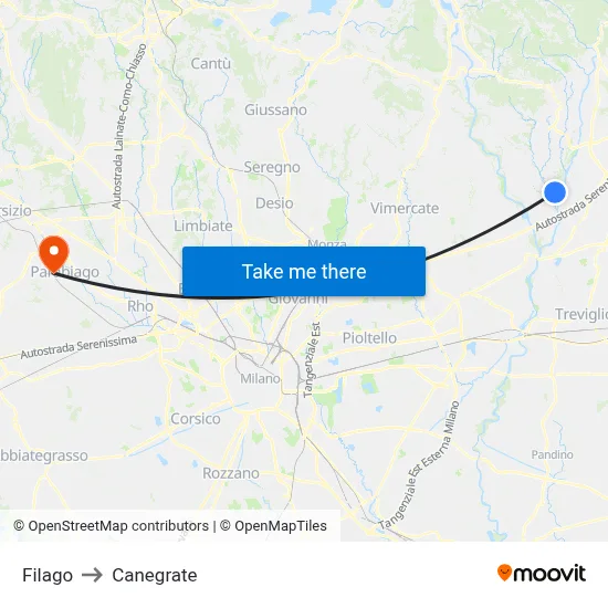 Filago to Canegrate map