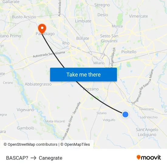 Bascap to Canegrate map