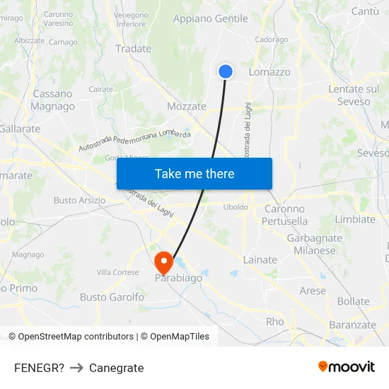 Fenegro to Canegrate map