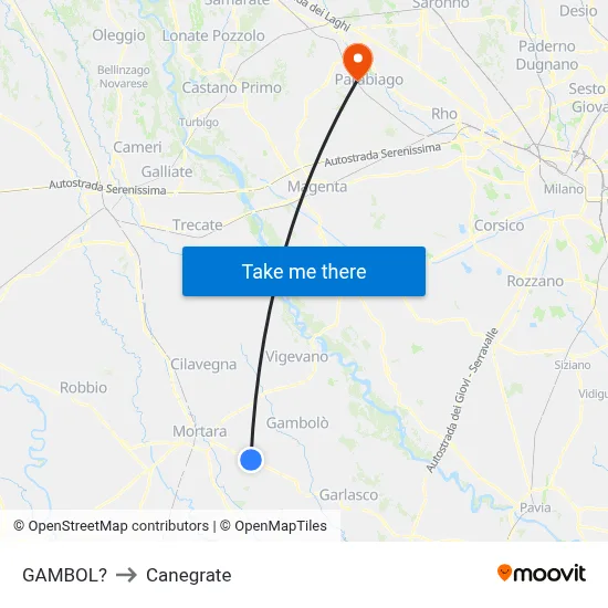 Gambol to Canegrate map