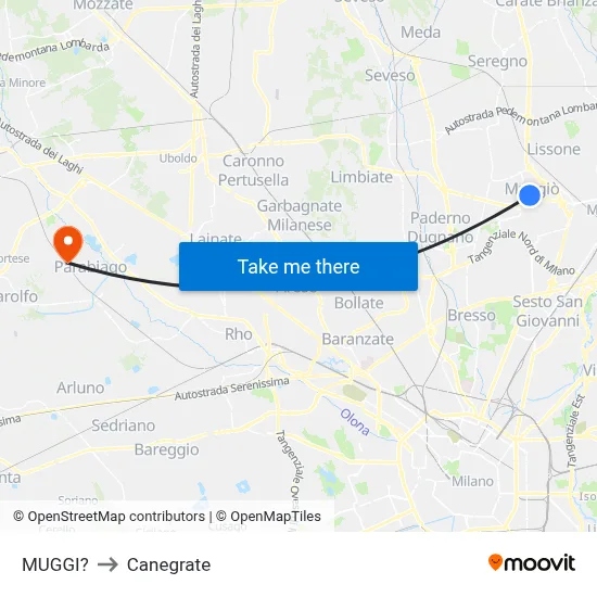 Muggiò to Canegrate map