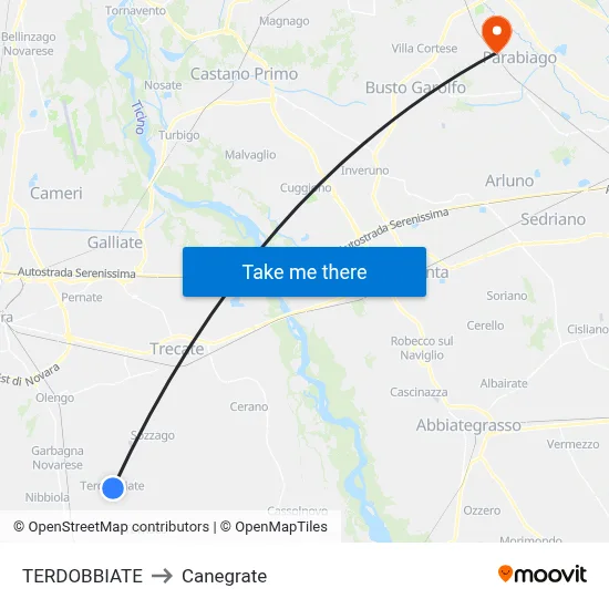 TERDOBBIATE to Canegrate map