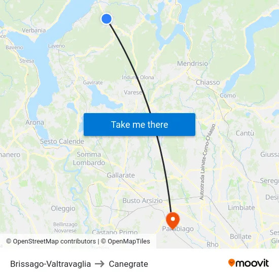 Brissago-Valtravaglia to Canegrate map