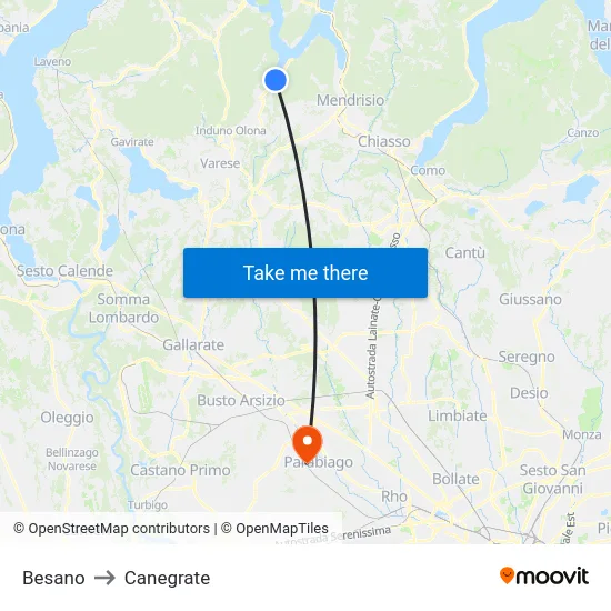 Besano to Canegrate map