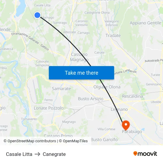 Casale Litta to Canegrate map