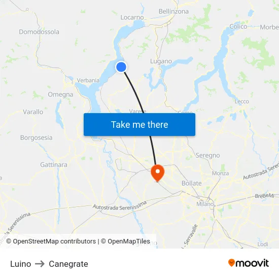Luino to Canegrate map