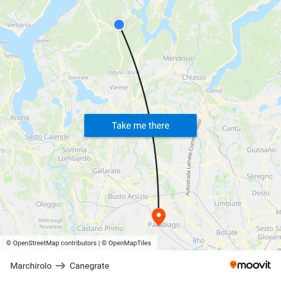 Marchirolo to Canegrate map
