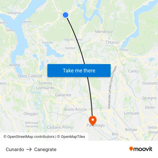 Cunardo to Canegrate map