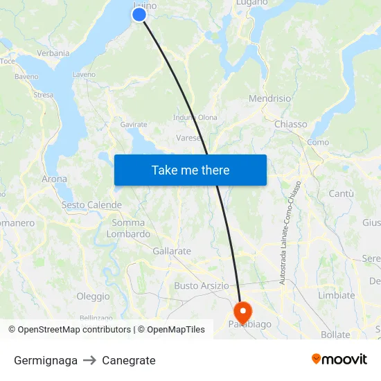 Germignaga to Canegrate map