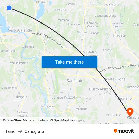Taino to Canegrate map