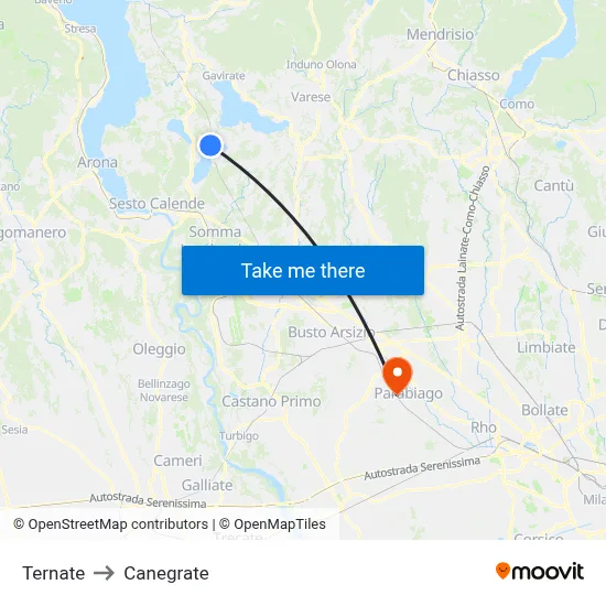 Ternate to Canegrate map