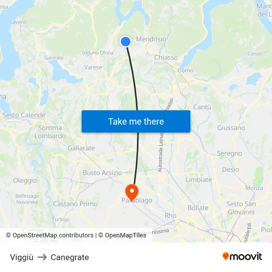 Viggiù to Canegrate map