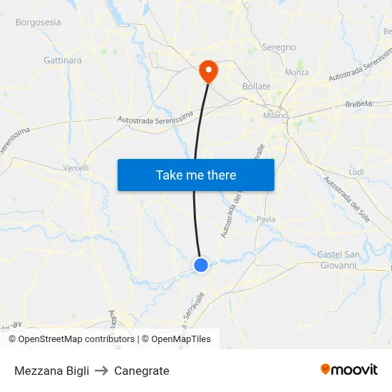 Mezzana Bigli to Canegrate map