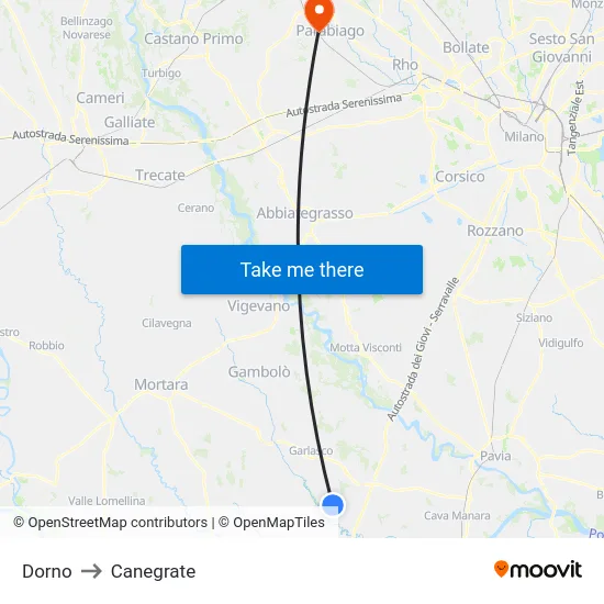 Dorno to Canegrate map