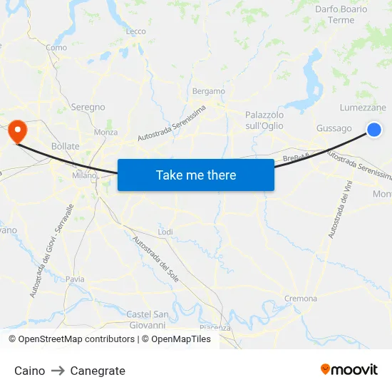 Caino to Canegrate map