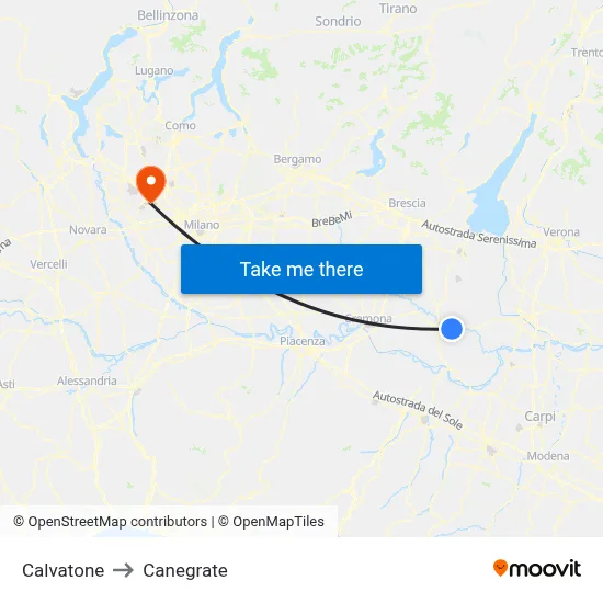 Calvatone to Canegrate map