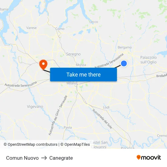 Comun Nuovo to Canegrate map