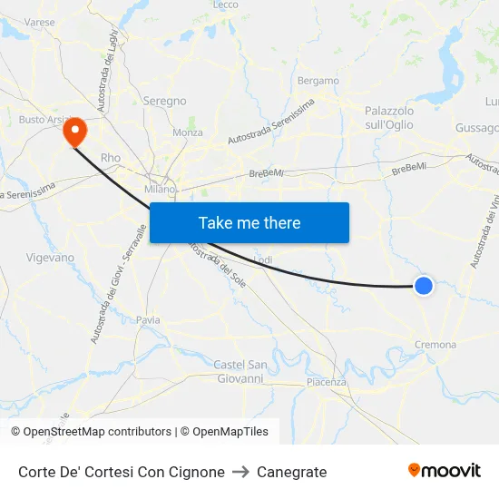Corte De' Cortesi Con Cignone to Canegrate map
