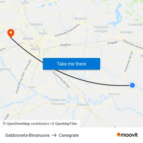 Gabbioneta-Binanuova to Canegrate map
