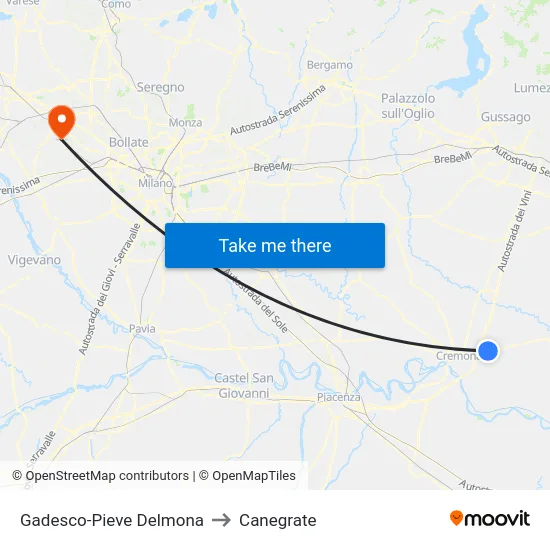 Gadesco-Pieve Delmona to Canegrate map