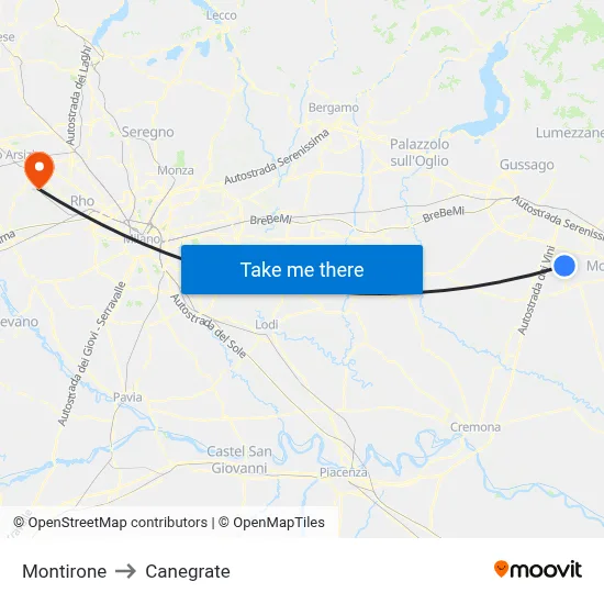 Montirone to Canegrate map