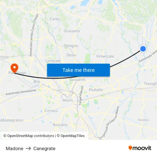 Madone to Canegrate map