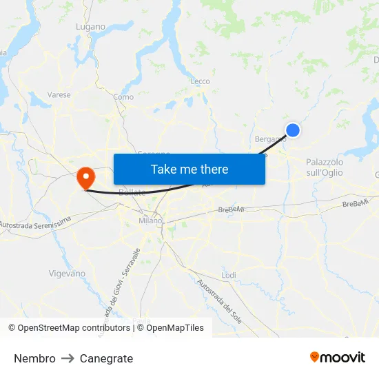 Nembro to Canegrate map