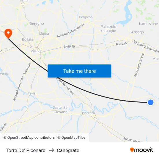 Torre De' Picenardi to Canegrate map