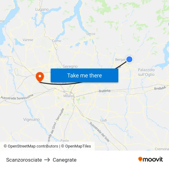 Scanzorosciate to Canegrate map
