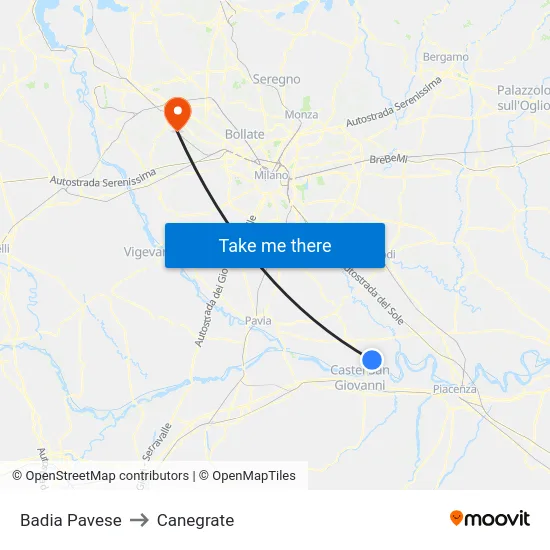 Badia Pavese to Canegrate map