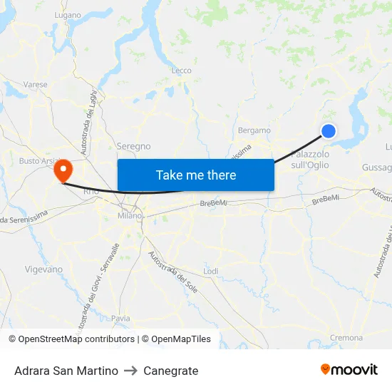 Adrara San Martino to Canegrate map
