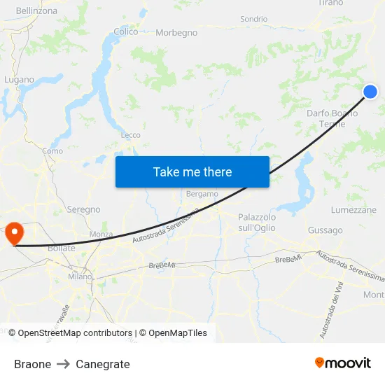 Braone to Canegrate map