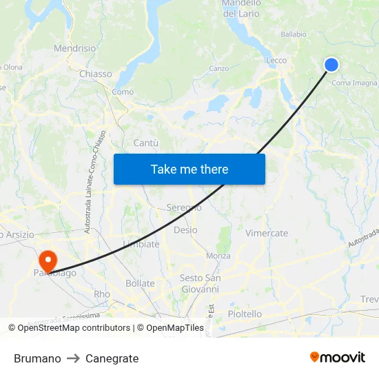 Brumano to Canegrate map