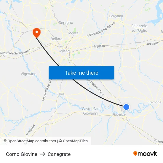 Corno Giovine to Canegrate map