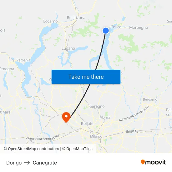 Dongo to Canegrate map