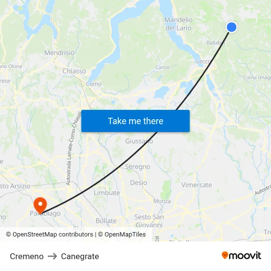 Cremeno to Canegrate map