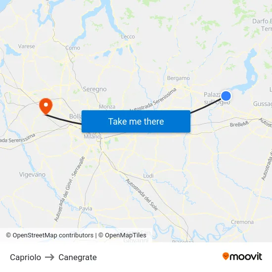 Capriolo to Canegrate map