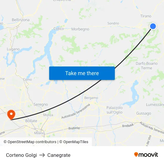 Corteno Golgi to Canegrate map