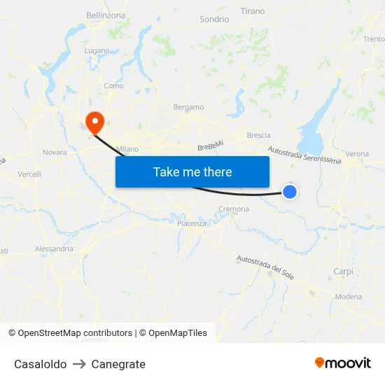 Casaloldo to Canegrate map