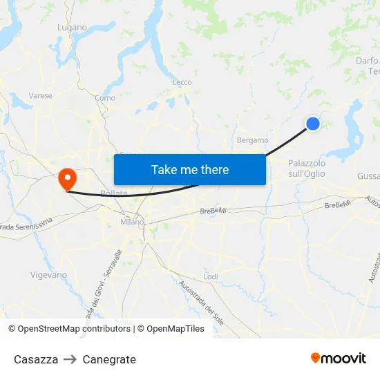 Casazza to Canegrate map