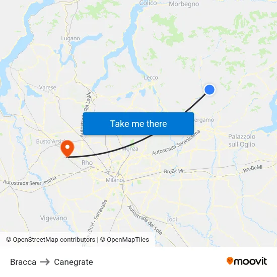 Bracca to Canegrate map