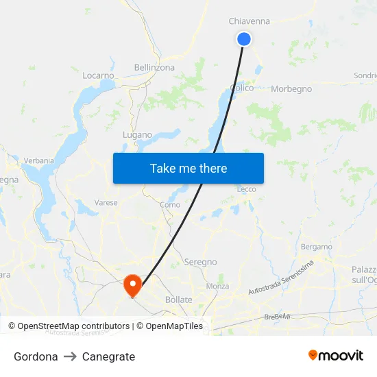 Gordona to Canegrate map